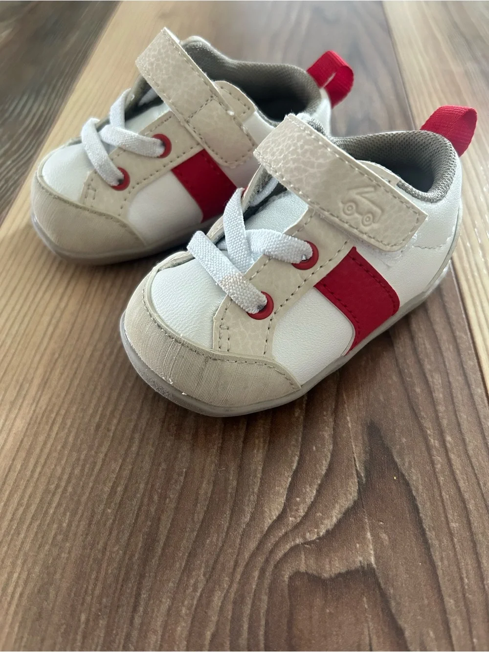 See Kai Run White and Red Baby First Walker Sneakers Shoes